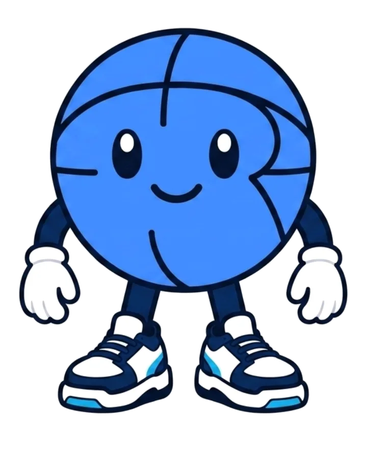 The Rebound mascot — a basketball with sneakers.